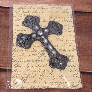 Metal Cross EMBELLISHMENT Icon With Intricate Design & Pearly Accents 384730
